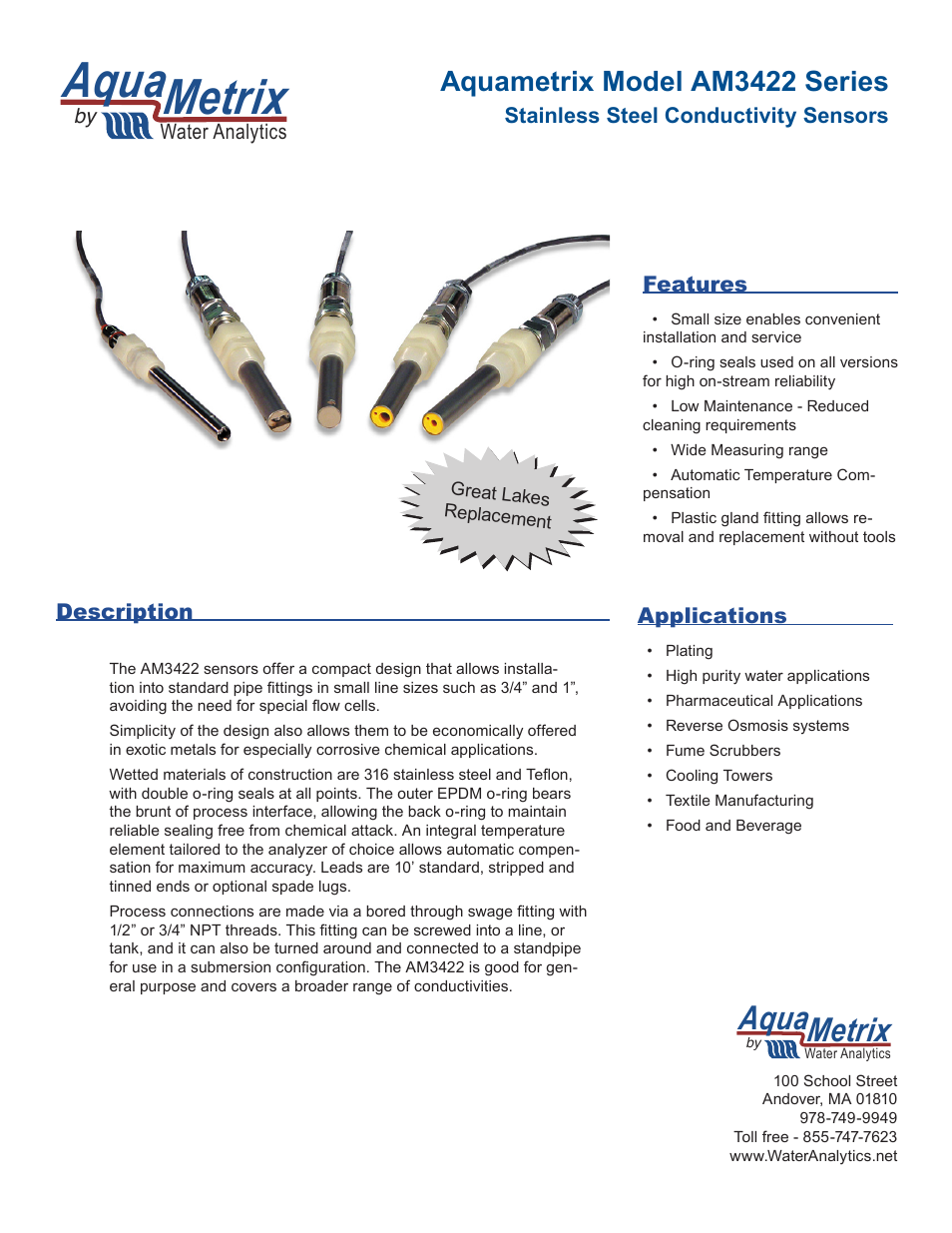 AM3422 Series Conductivity Sensors