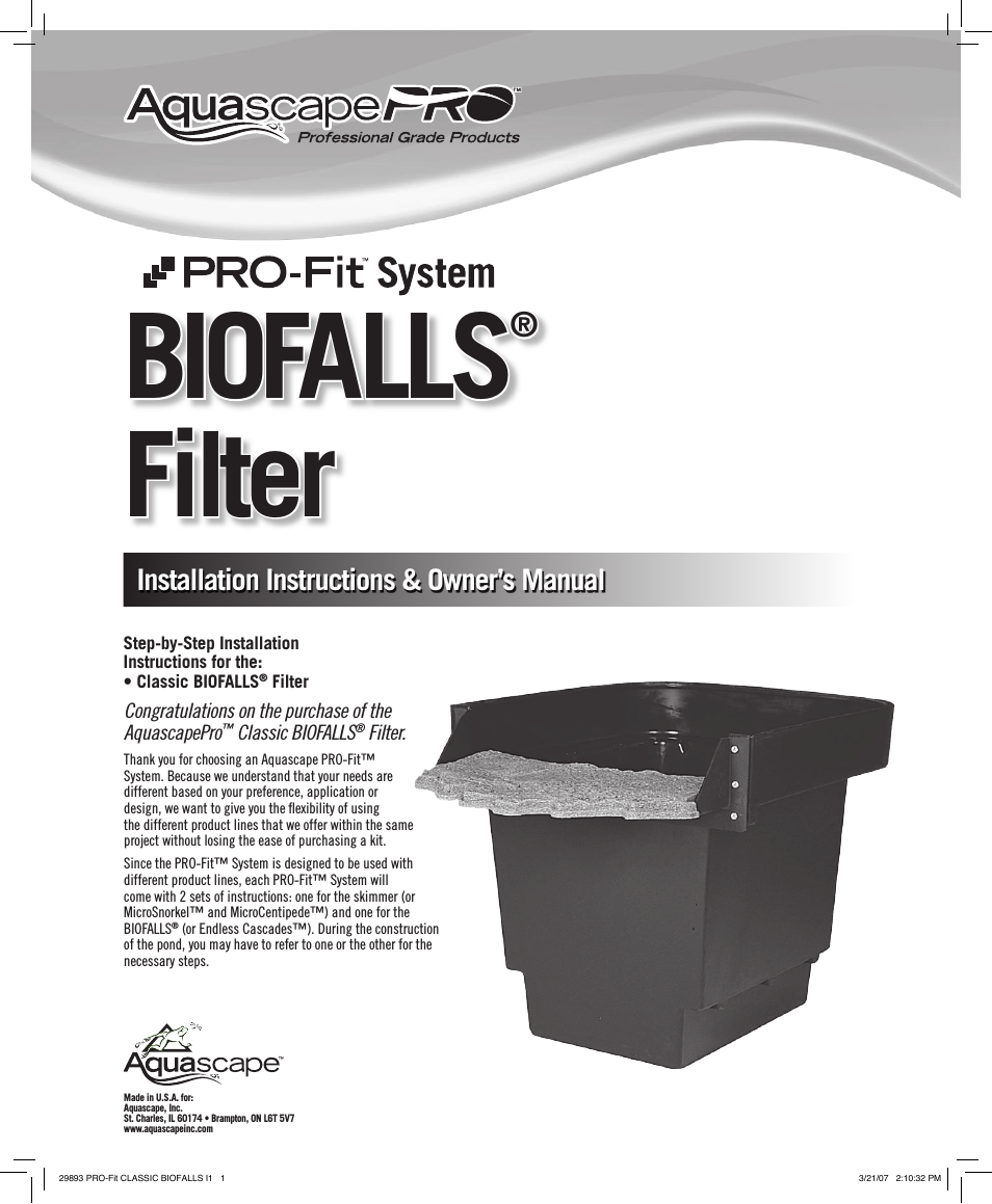 PRO-Fit Classic Biofalls Filter (29893)