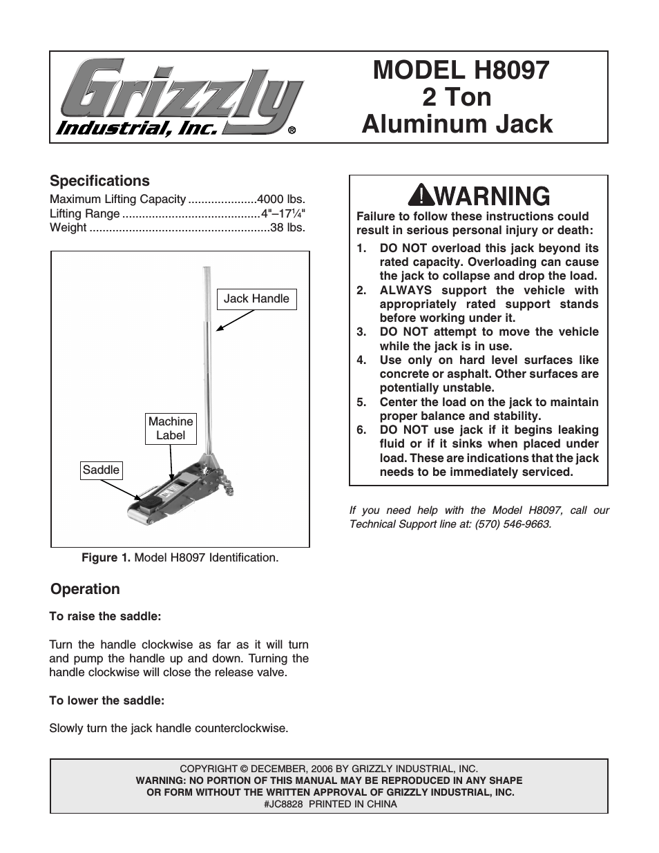 2 Ton Aluminum Jack H8097