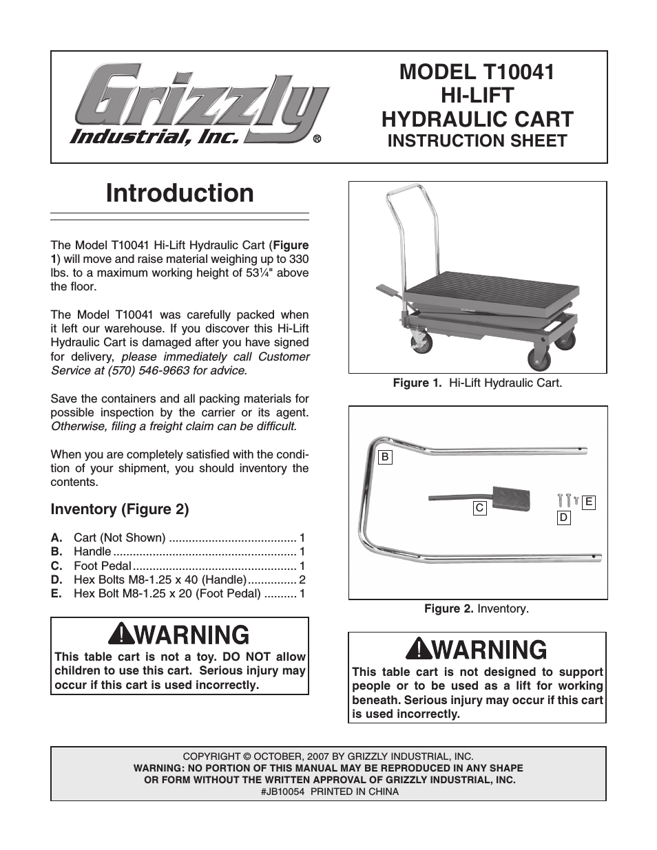 Hi-Lift Hydraulic Cart T10041
