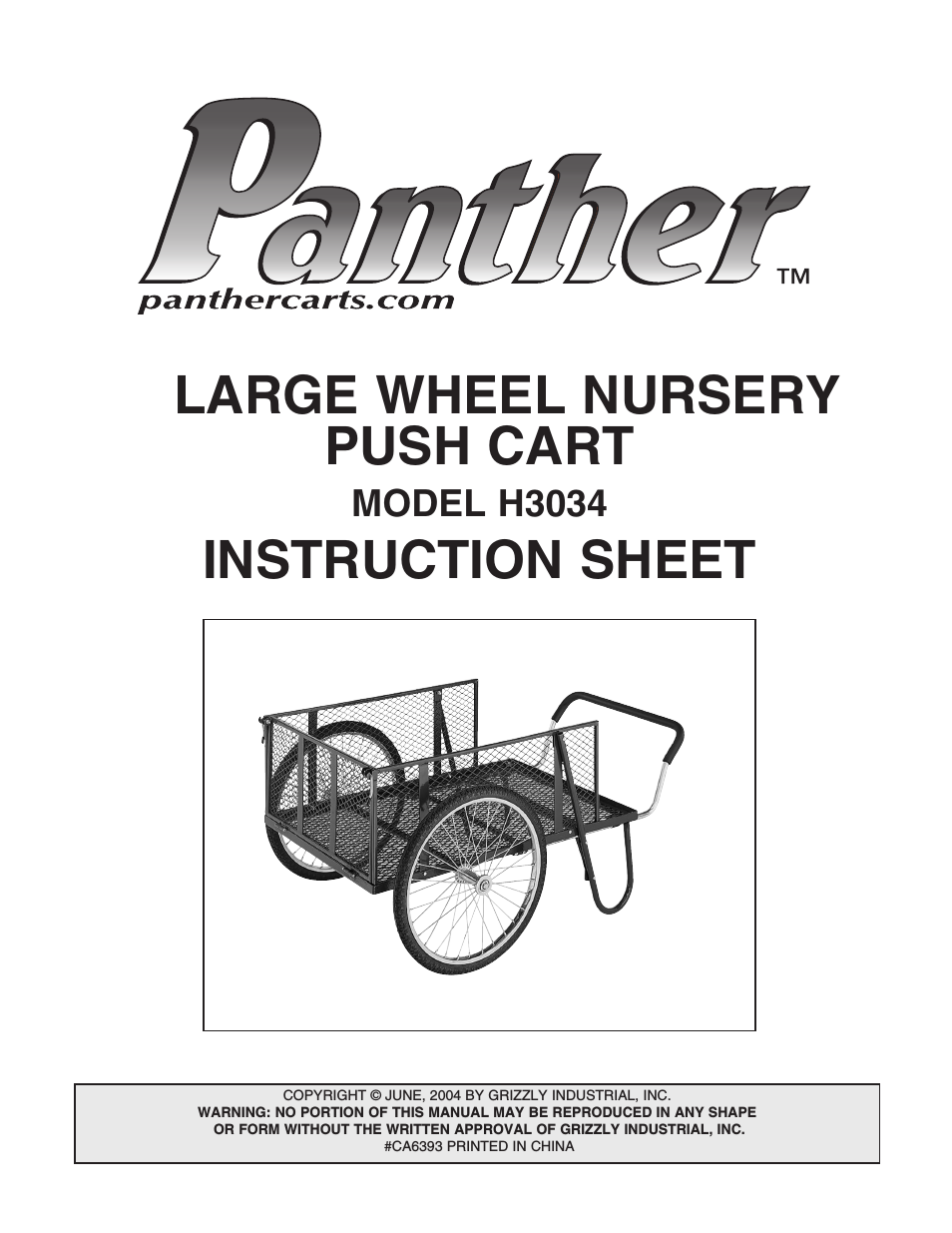Large Wheel Nursery Push Cart H3034