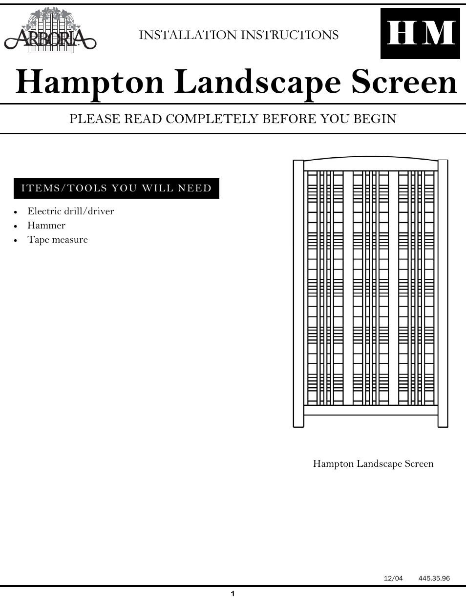 Hampton Landscape Screen none