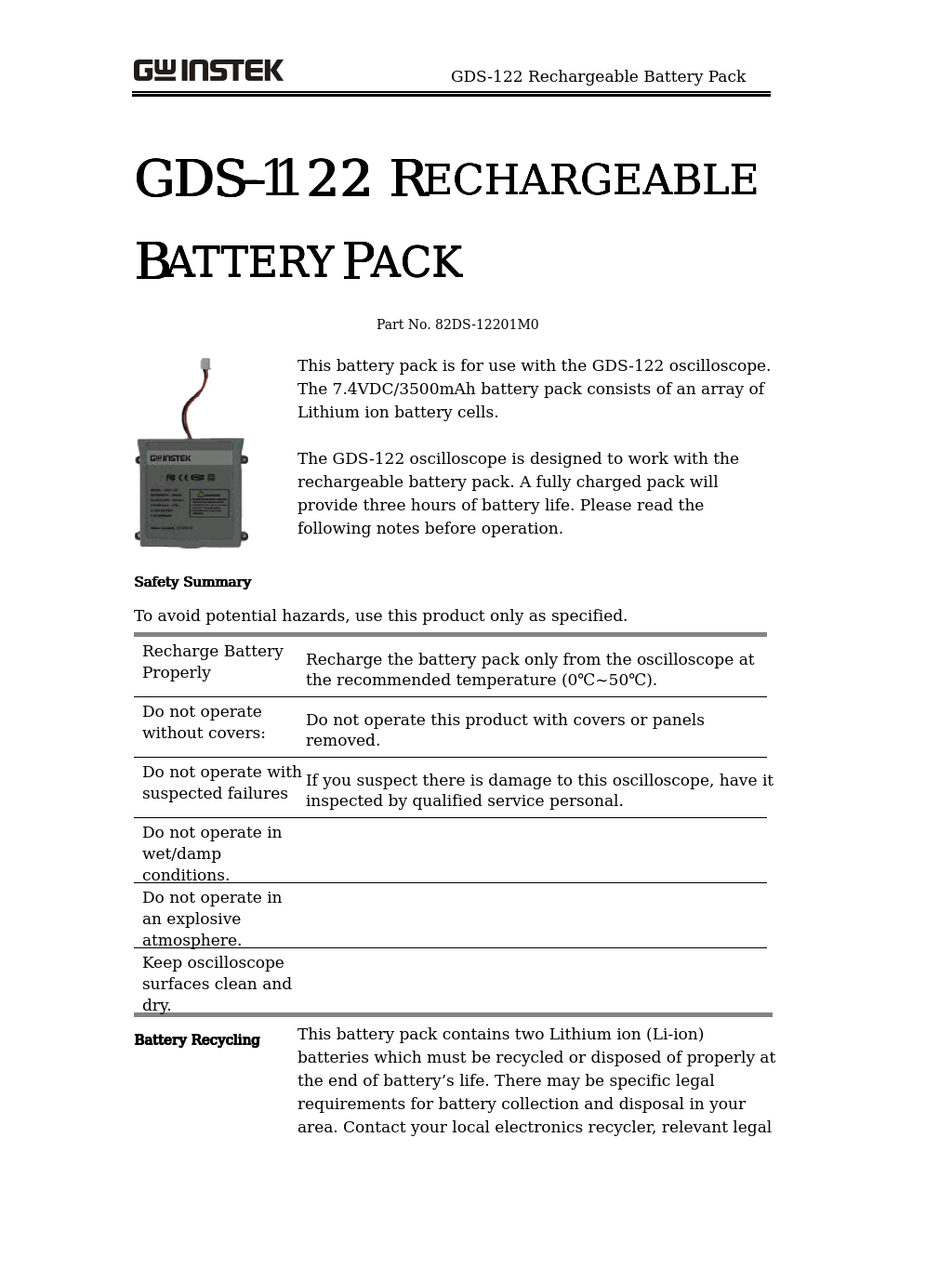 GDS-122 Installation Guide