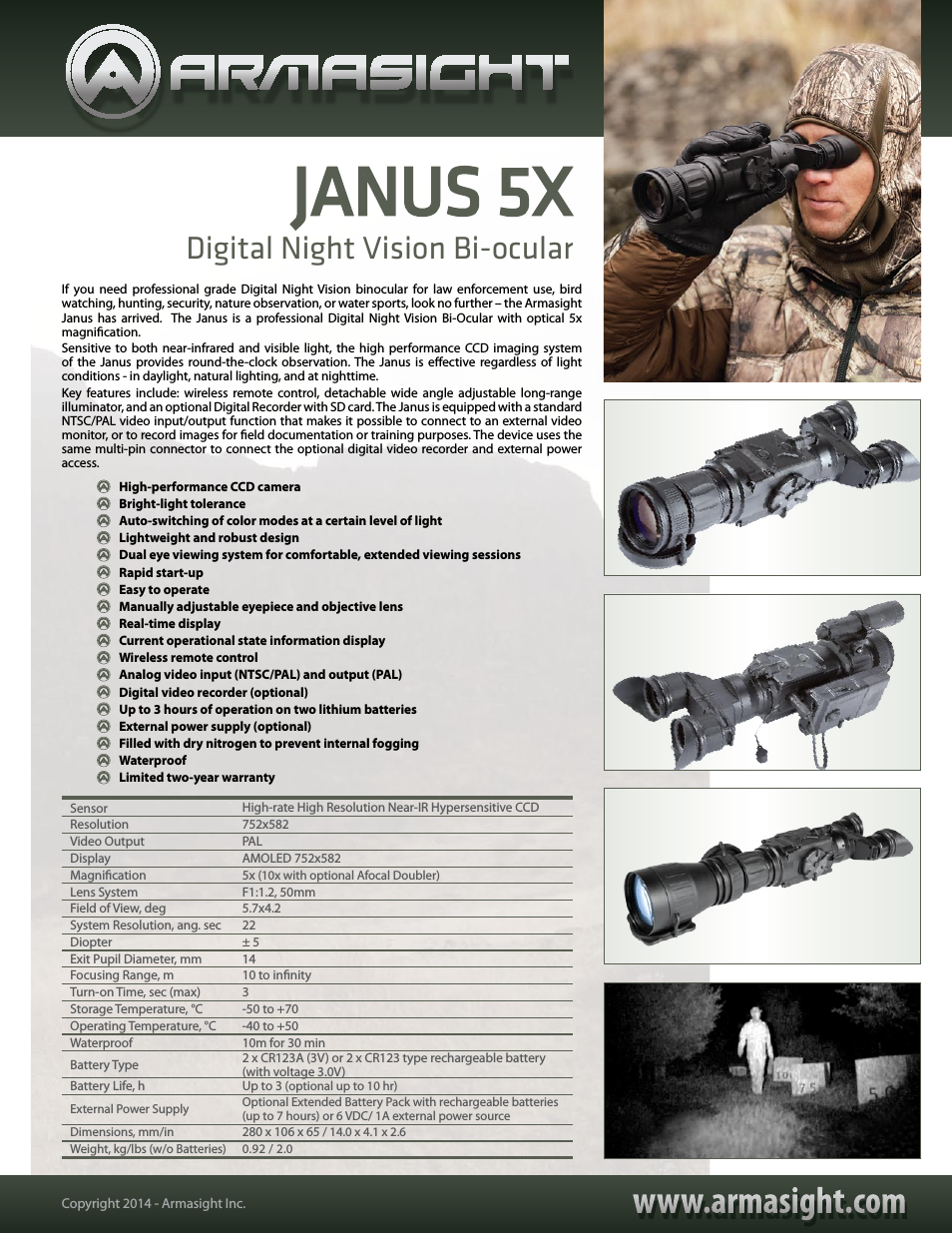 DABJANBBX05PAL1 Janus 5X - High Performance Digital Night Vision Binocular