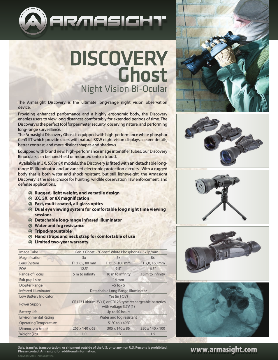 NSBDISCOV5GGDA1 Discovery5x GEN 3 Ghost Night vision binocular