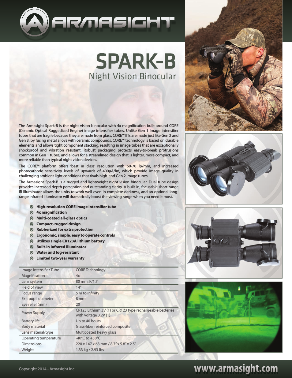 NSBSPARKB4CCIC1 Spark-B CORE 4x Night Vision Binocular