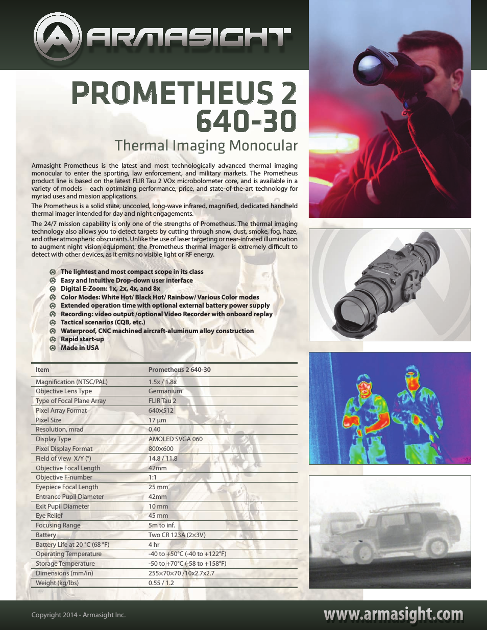 TAT163MN4PROM21 Prometheus 640 2-16x42 (30Hz) Thermal Imaging Monocular