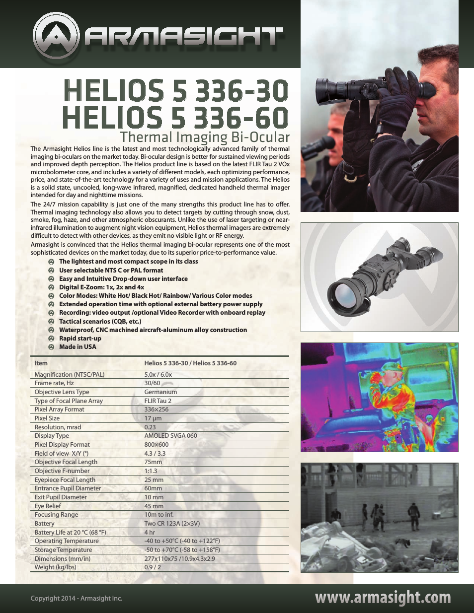 TAT173BN7HELI51 Helios 336 5-20x75 (30Hz) Thermal Imaging Bi-Ocular