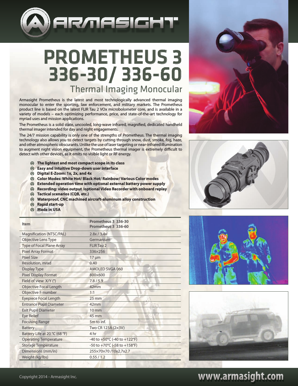 TAT173MN4PROM31 Prometheus 336 3-12x42 (30Hz) Thermal Imaging Monocular