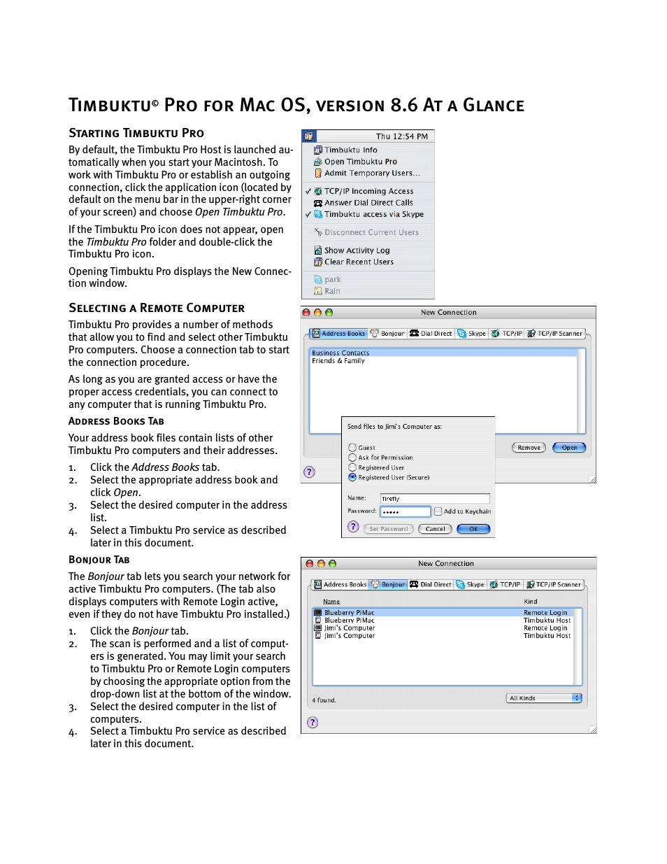 Timbuktu for Macintosh v8.8.3- At a Glance Guide