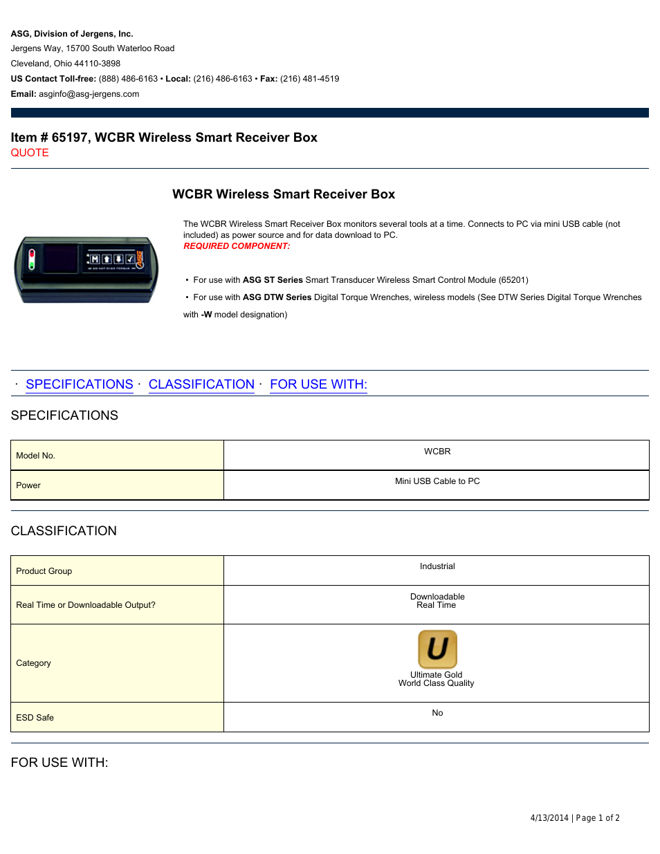 65197 WCBR Wireless Smart Receiver Box