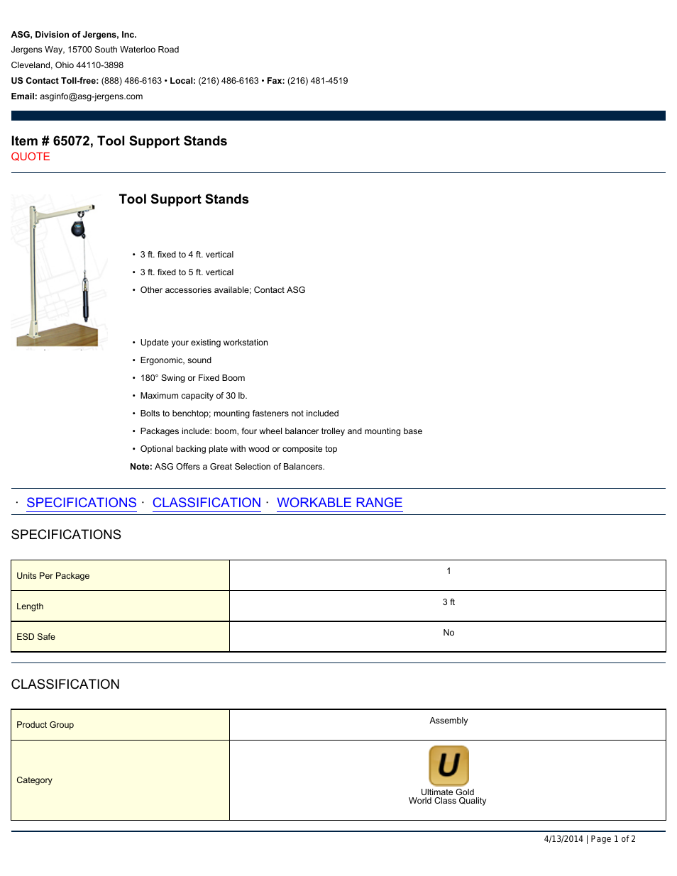 65072 Tool Support Stands