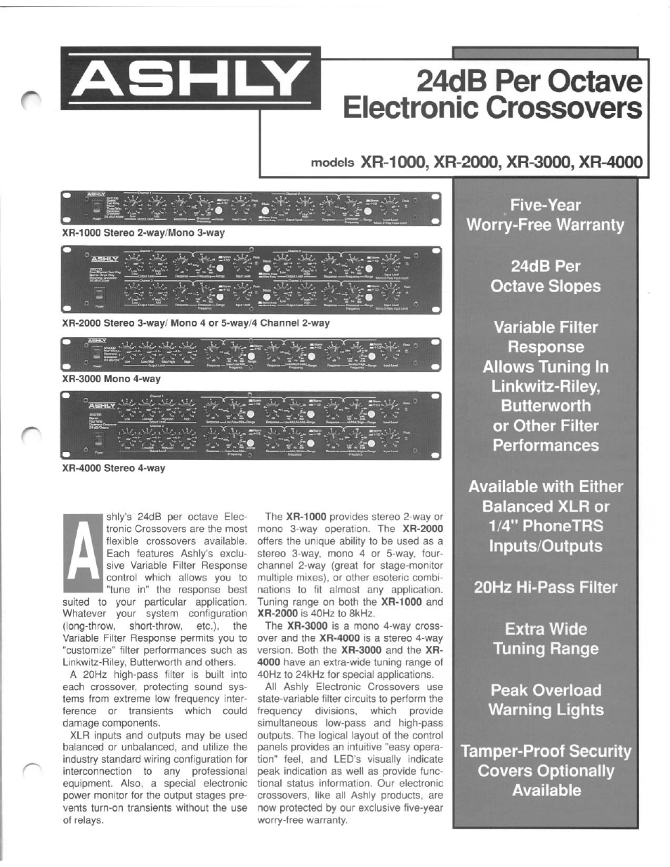 24db Per Octave Electronic Crossover XR-3000