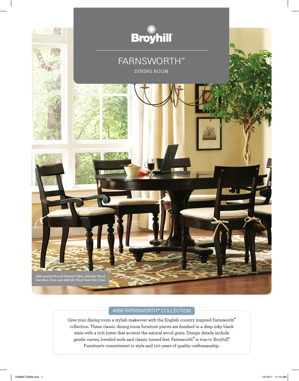 FARNSWORTH ROUND PEDESTAL TABLE Product Details