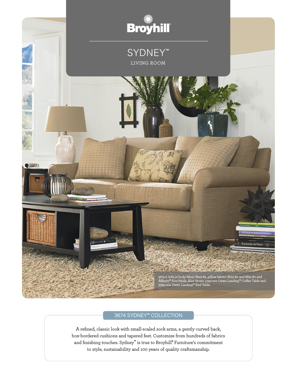SYDNEY SOFA, CHAIRS, OTTOMAN Product Details