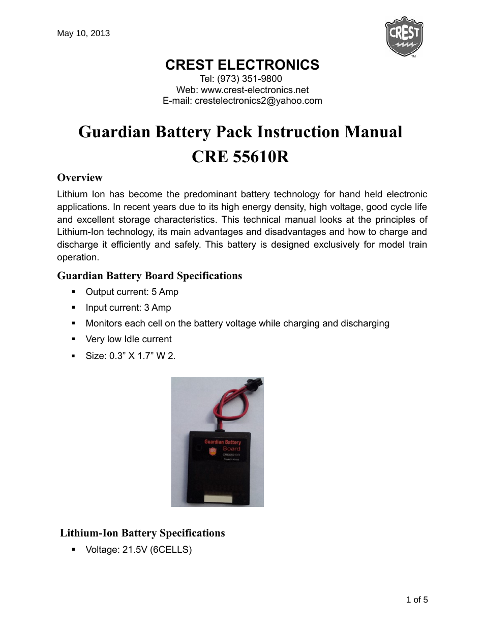 CRE55610R GUARDIAN BATTERY CHARGER