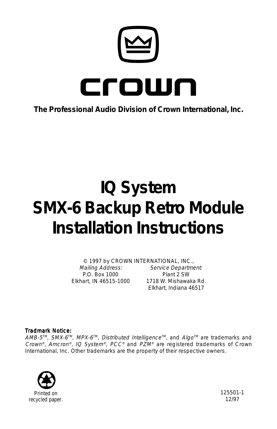 SMX-6 Backup Retro Module