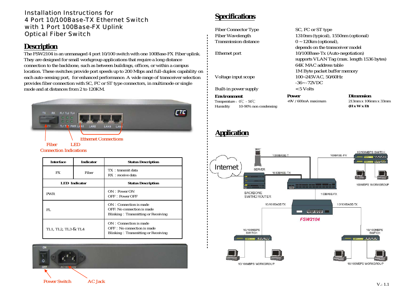 Xerox Corp. Ethernet Switch FSW2104