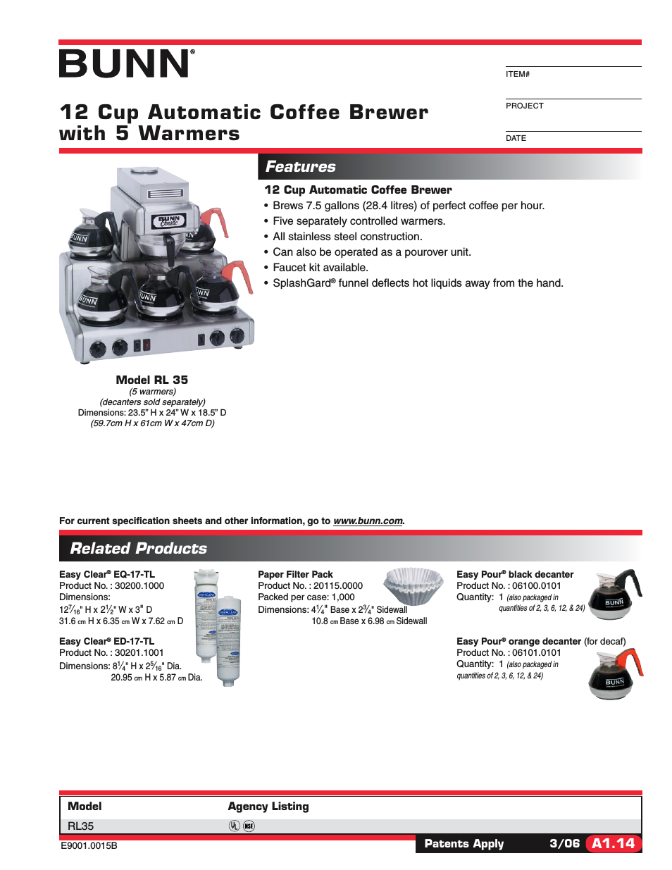12 CUP AUTOMATIC COFFEE BREWER RL35