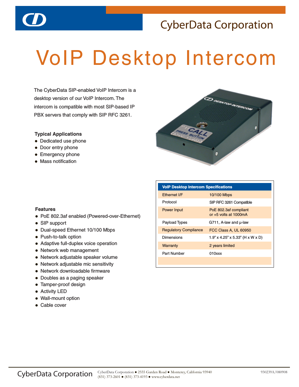 VoIP Desktop Intercom