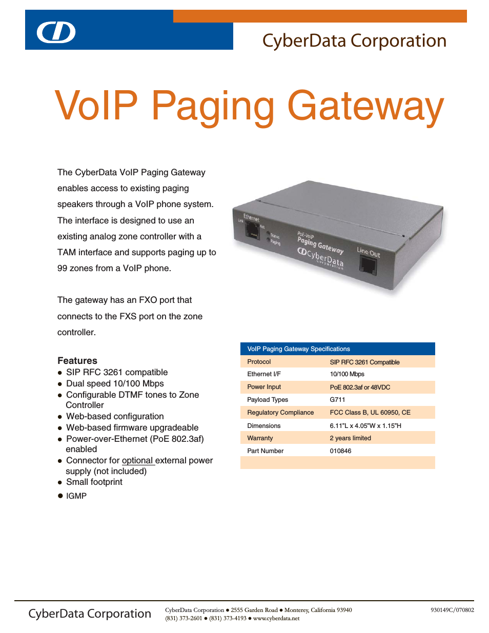 VoIP Paging Gateway