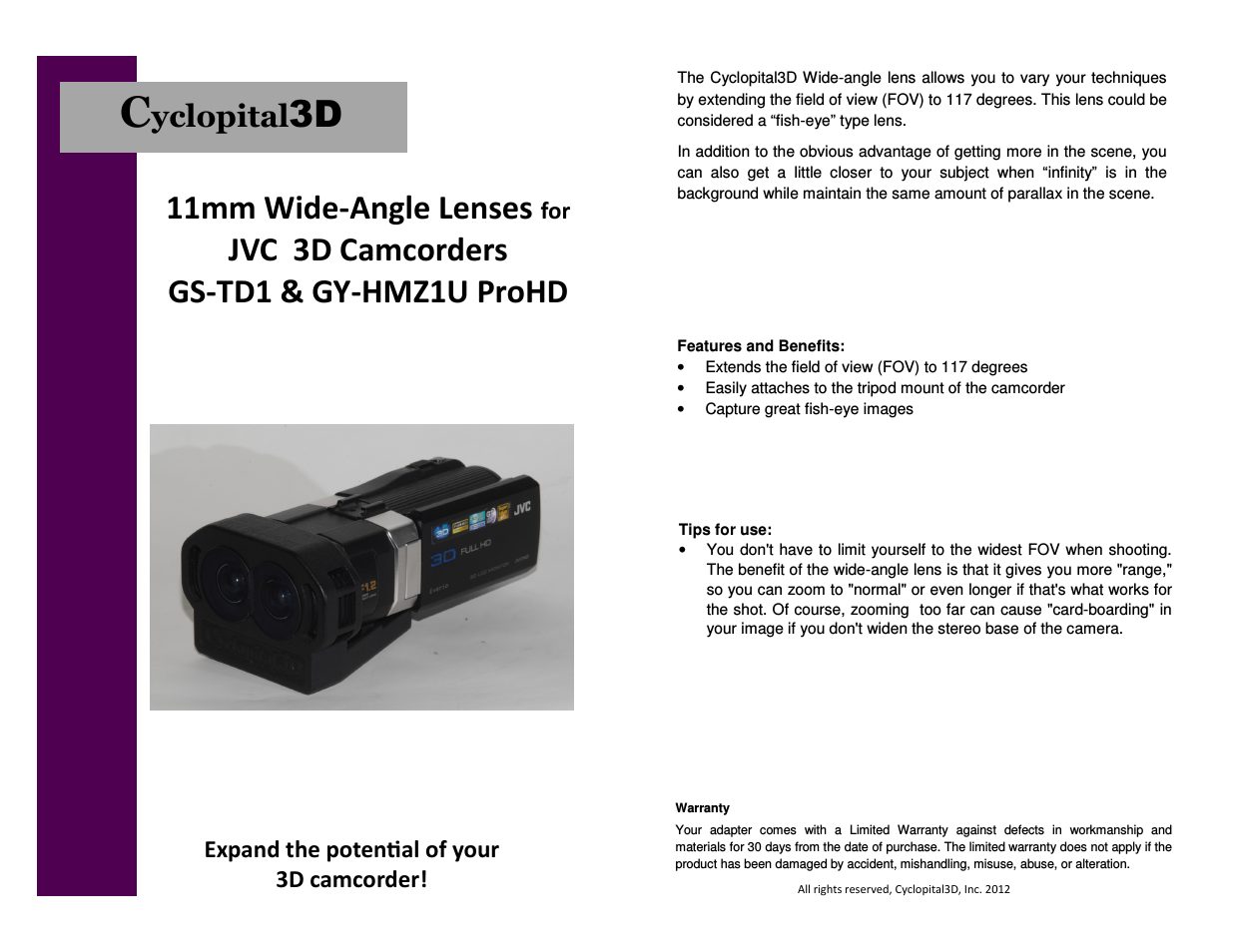 JVC 11mm Wide-angle Lens
