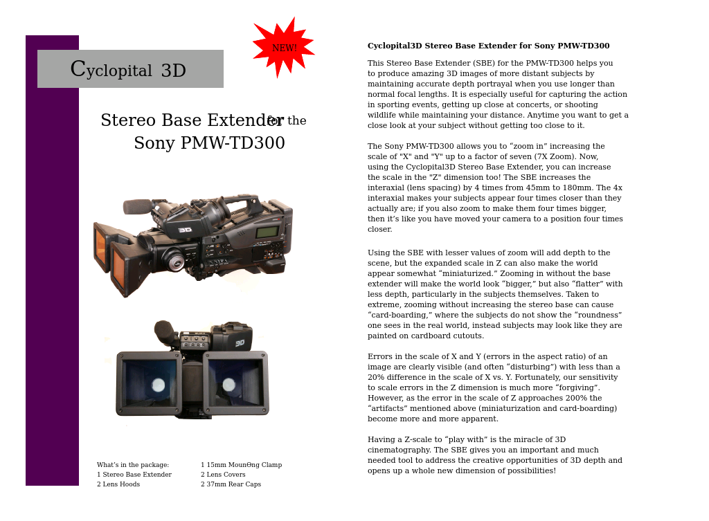 Sony PMW-TD300 Stereo Base Extender
