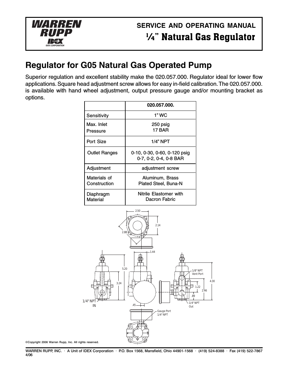 1/4 Natural Gas Regulator