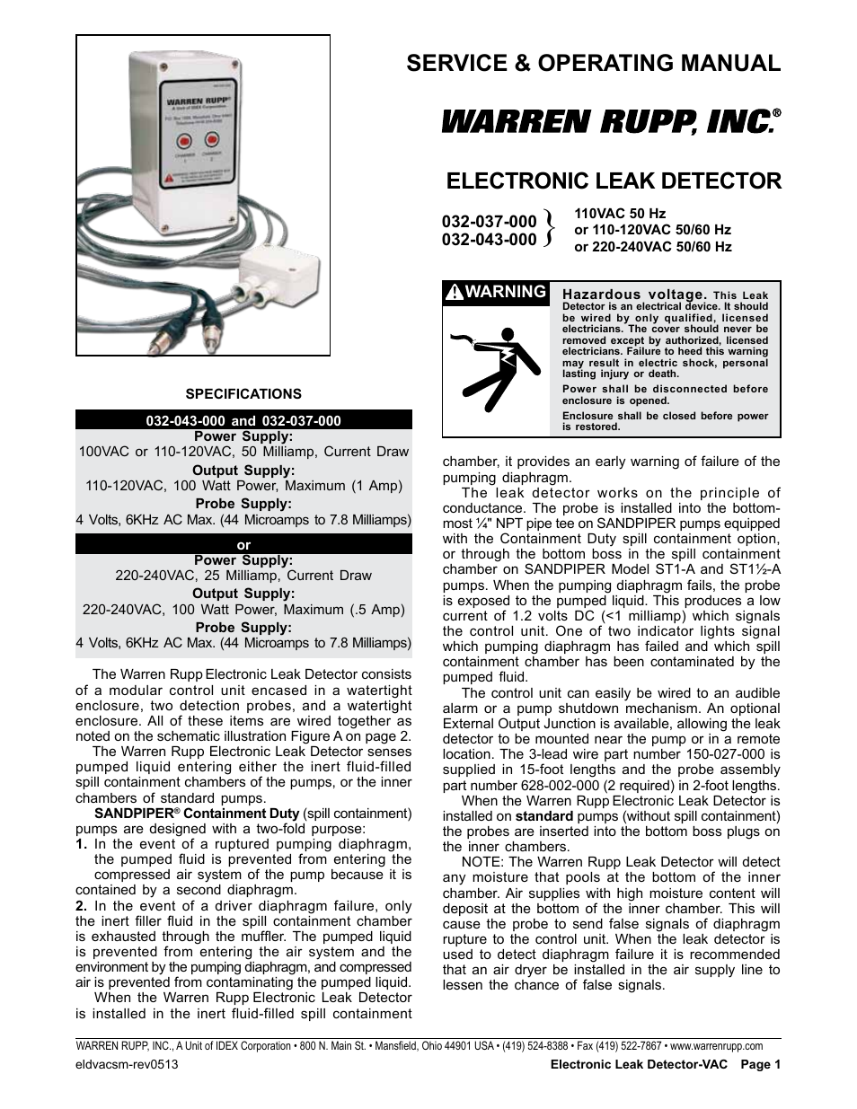 ELECTRONIC LEAK DETECTOR 032-037-000, 032-043-000