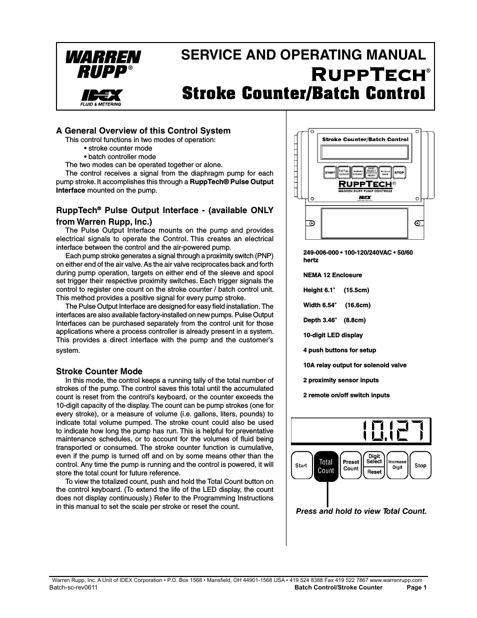 RuppTech Stroke Counter/Batch Control