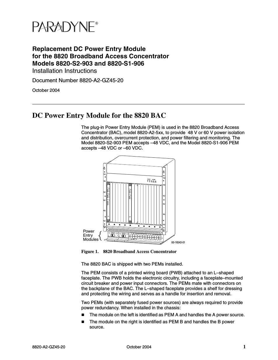 DC Power Entry Module 8820-S1-906