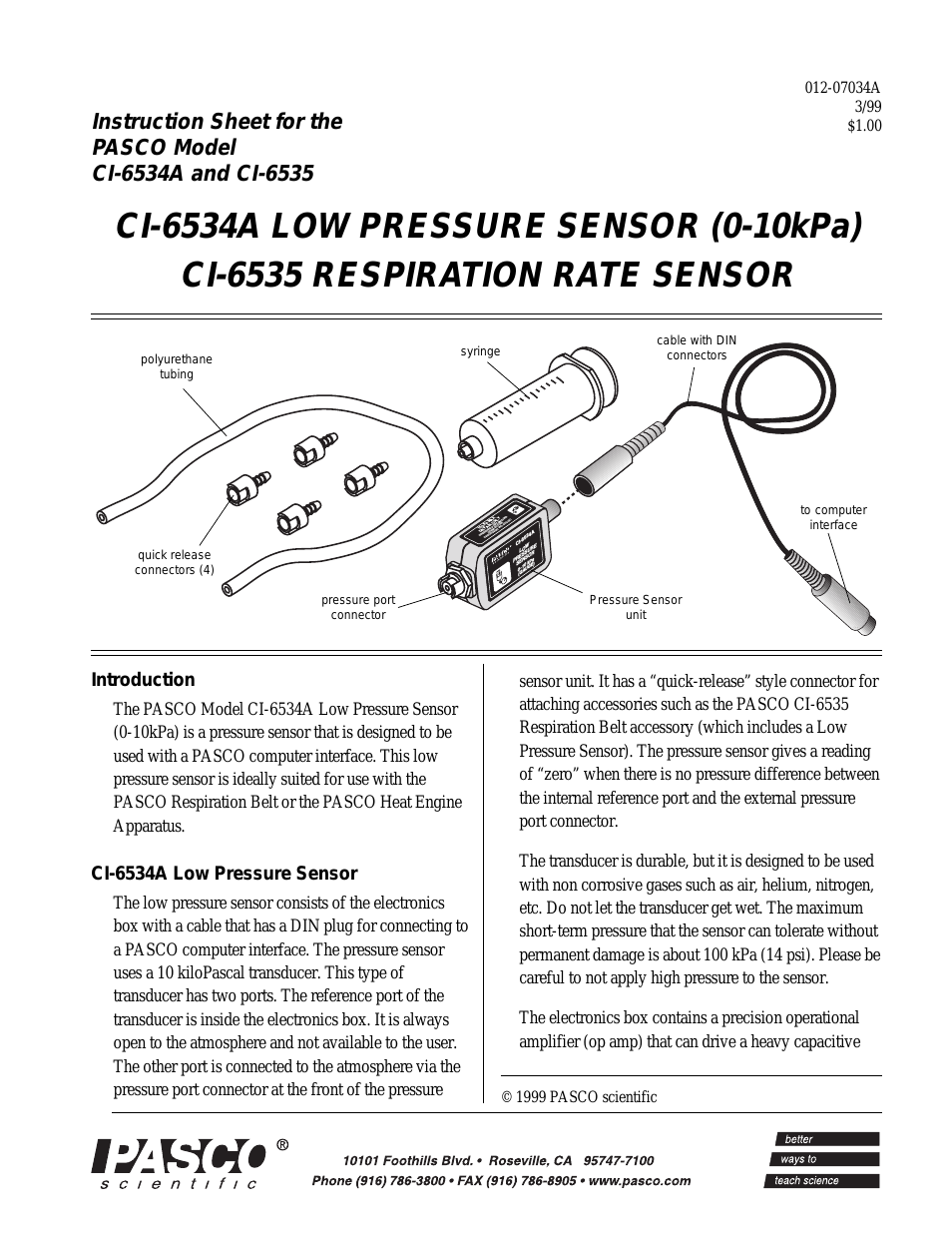 CI-6534A LOW PRESSURE SENSOR