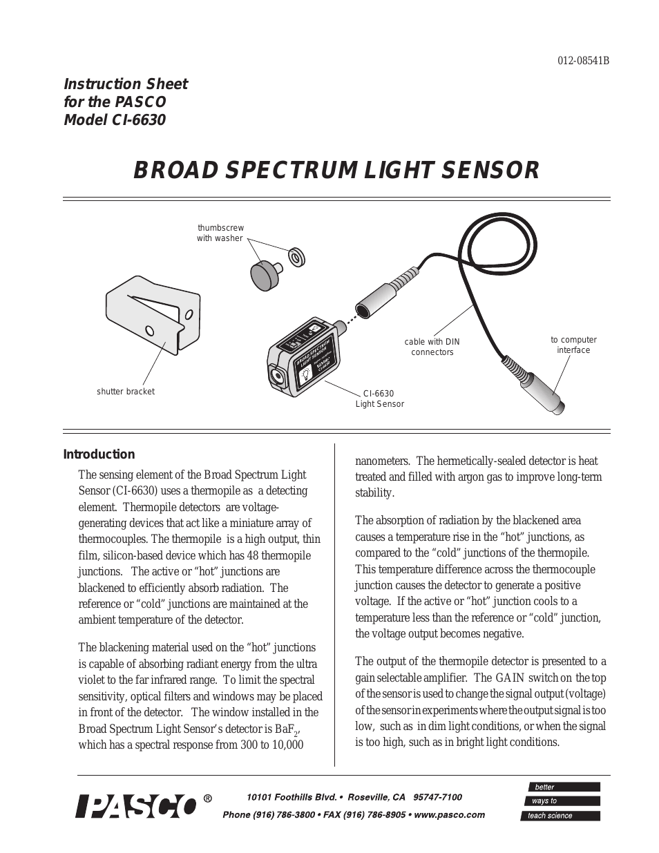 CI-6630 BROAD SPECTRUM LIGHT SENSOR