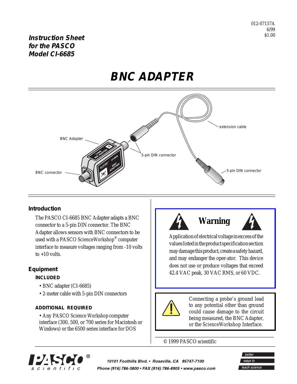 CI-6685 BNC ADAPTER