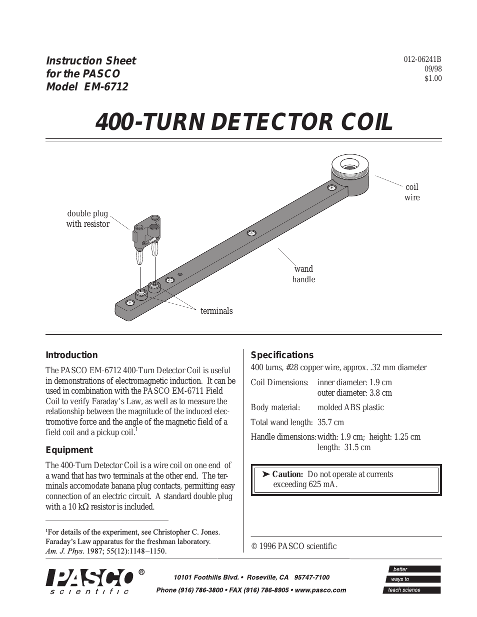 EM-6712 400-TURN DETECTOR COIL