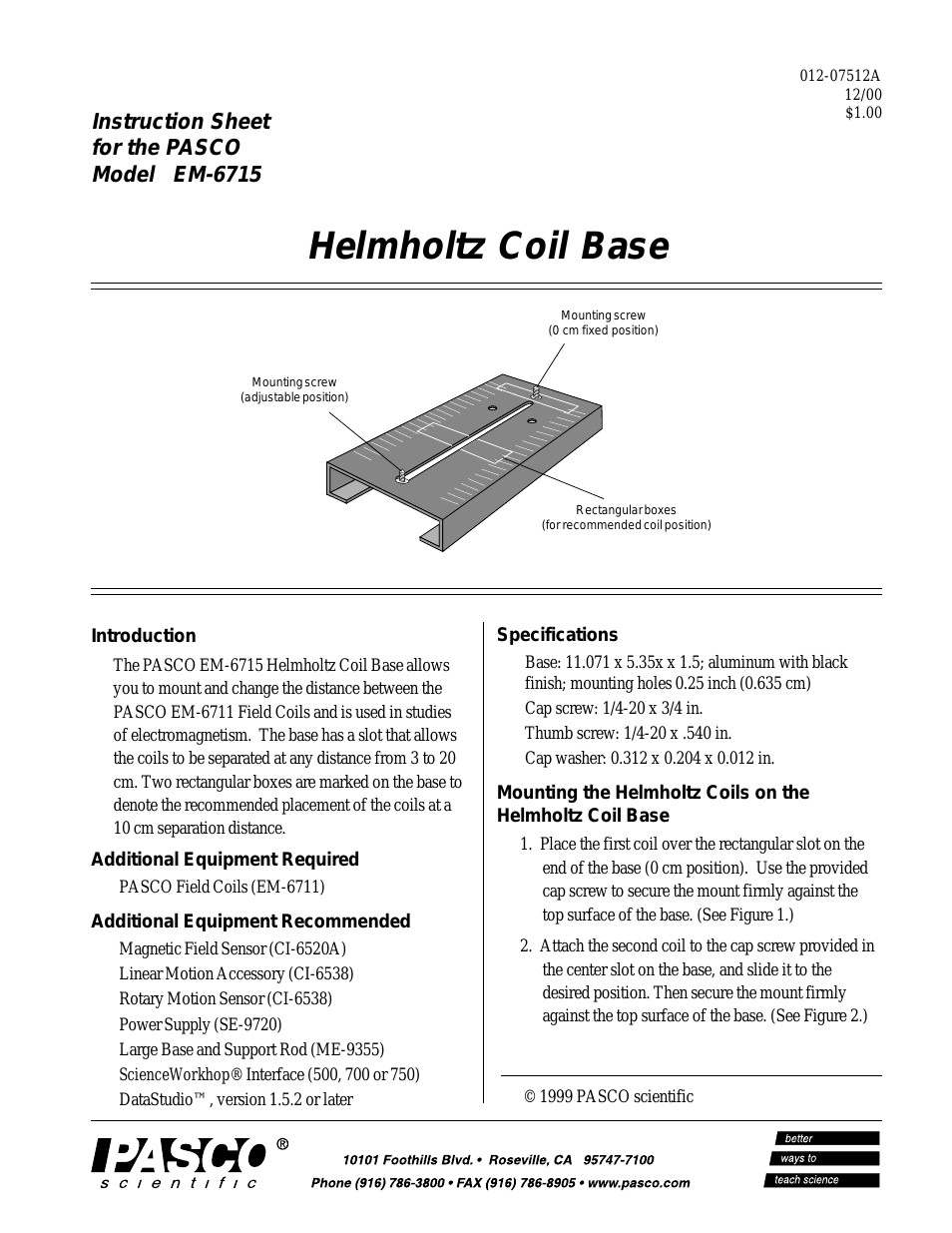 EM-6715 Helmholtz Coil Base