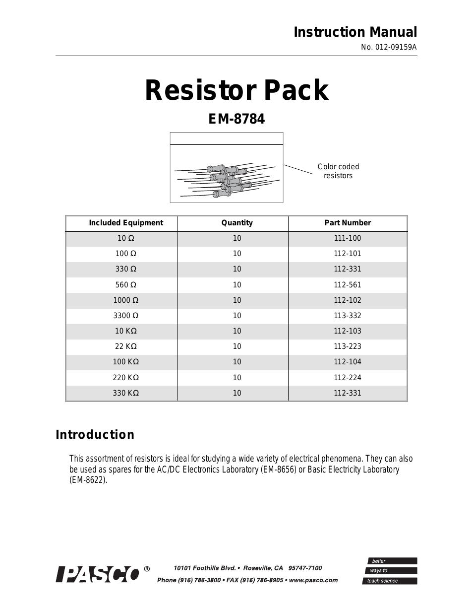 EM-8784 Resistor Pack