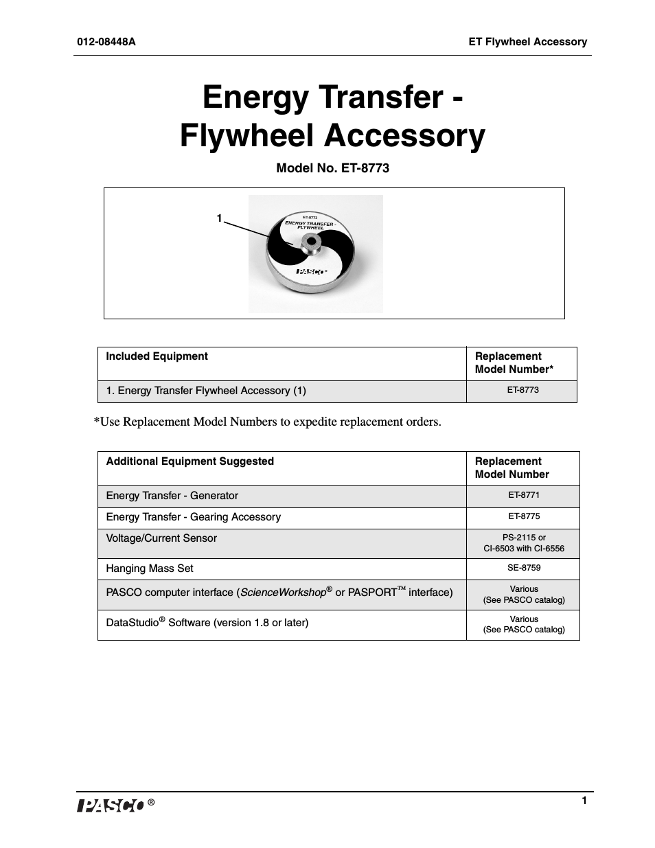 ET-8773 Energy Transfer - Flywheel Accessory