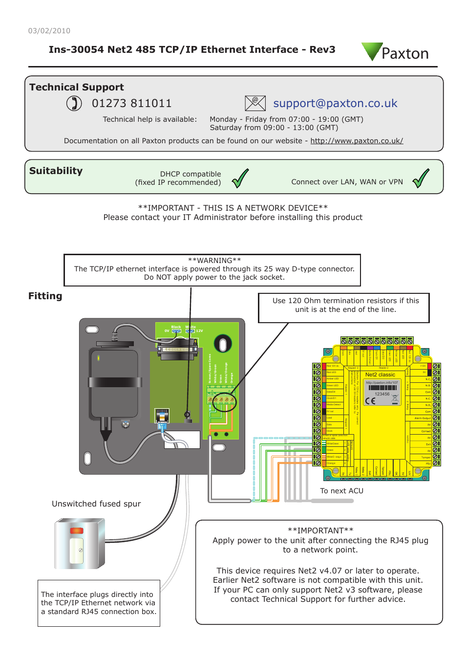 Net2 485 TCP/IP Ethernet Interface - Rev3