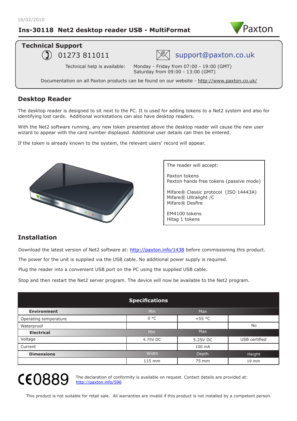 Net2 desktop reader USB - MultiFormat