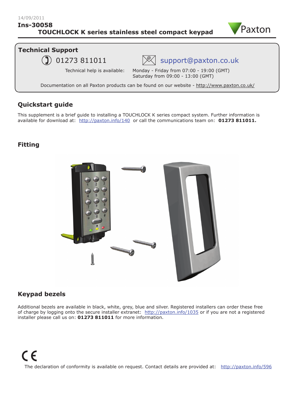 TOUCHLOCK K series stainless steel compact keypad