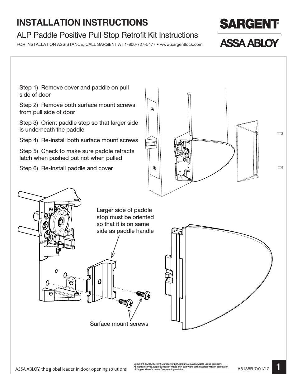 8200 Mortise Lock with Push/Pull Trim (ALP)