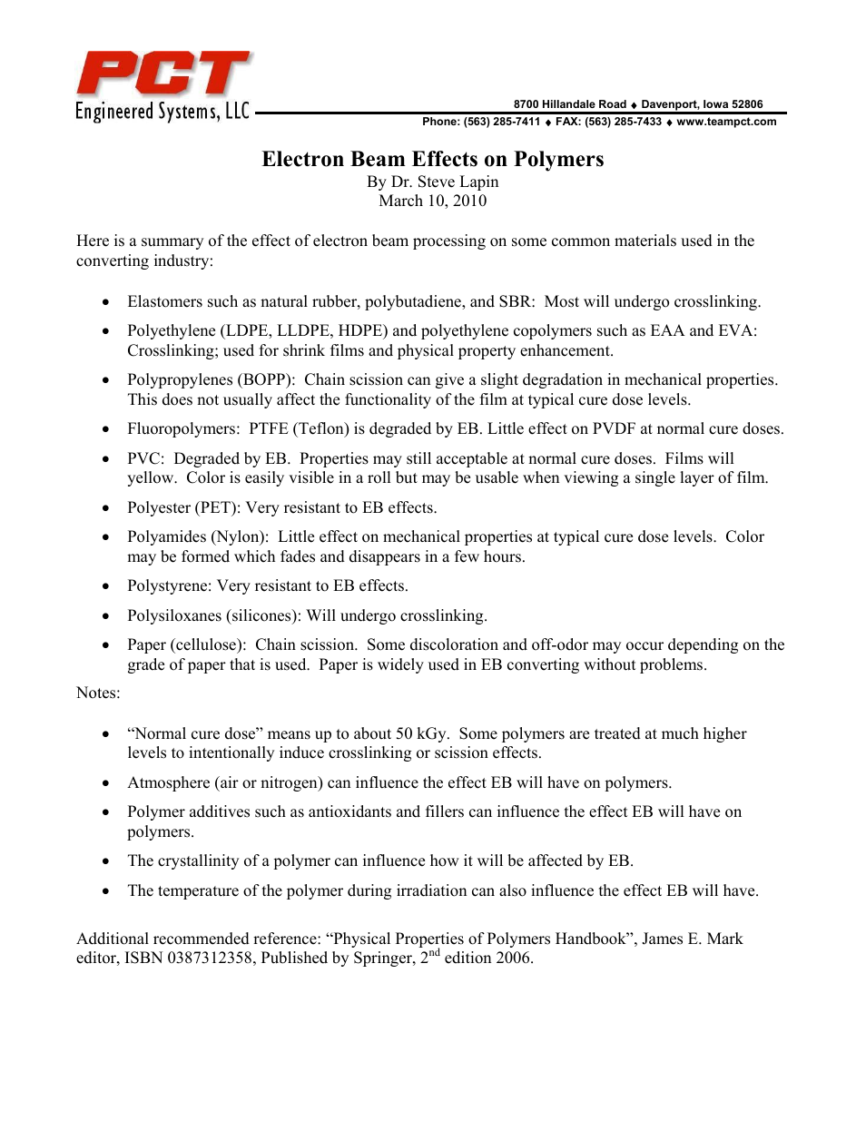 Electron Beam Effects on Polymers