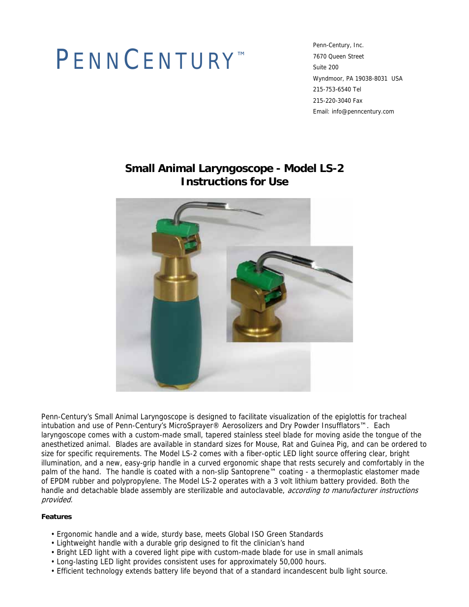 LS-2 Small Animal Laryngoscope