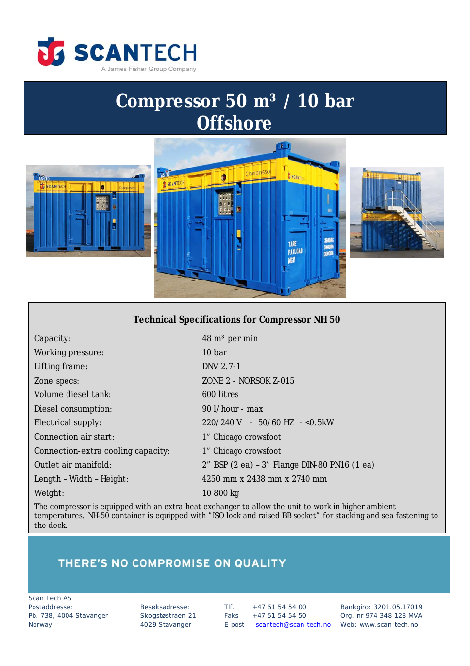 Compressor 50 m3 / 10 bar Offshore