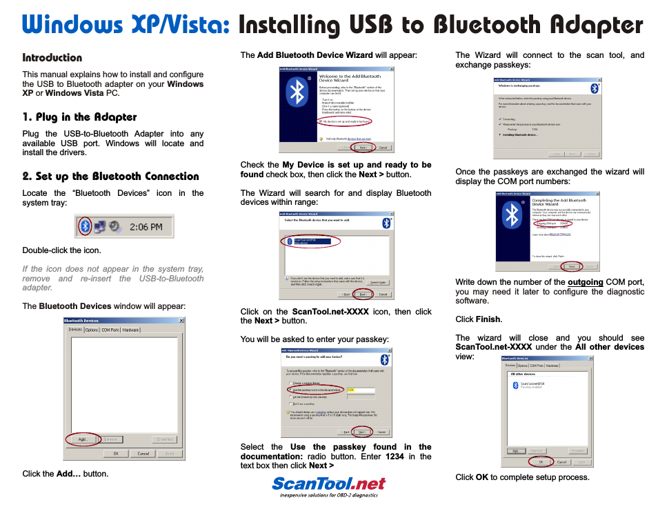 USB to Bluetooth Adapter Windows XP/Vista
