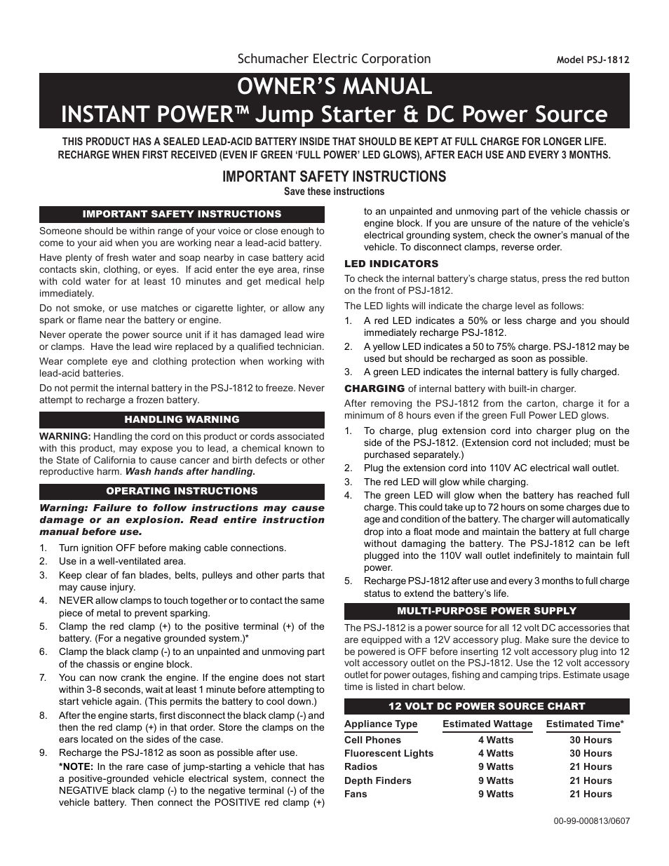 Jump Starter & DC Power Source PSJ-1812