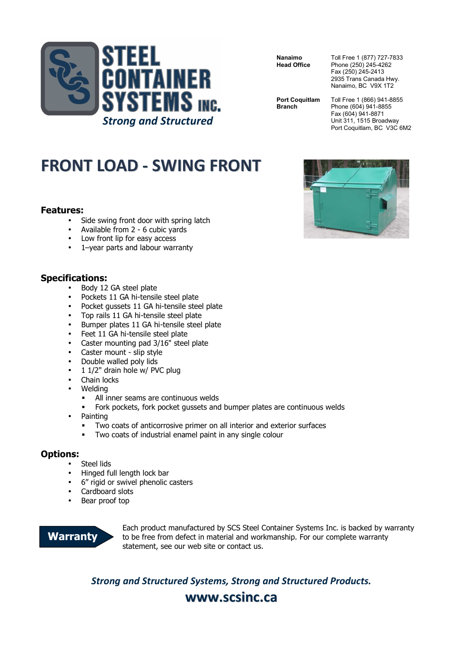 FRONT LOAD - SWING FRONT